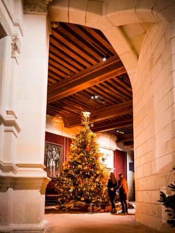 Sapin de Noël au château de Chambord - Grand escalier ©Marie Morin - Perspective de Voyage